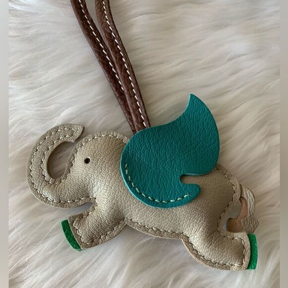 Handmade Genuine Leather Colorblock Dumbo Bag Charm/Keychain - Picture 9 of 14